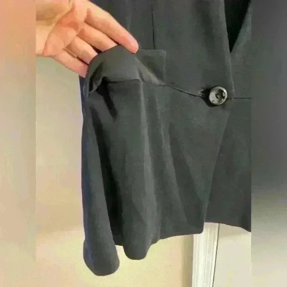 Misook sweater cardigan blazer black one button front faux pockets Medium - Picture 2 of 7